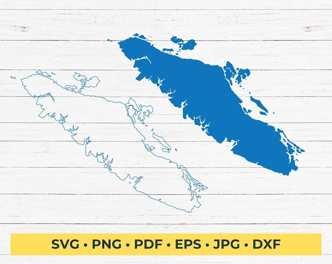 Vancouver Island With Lakes VECTOR FILE With Sitka Tree for Projects ...