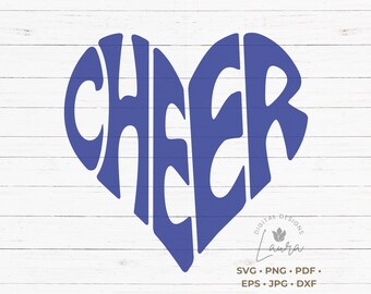 Cheer Heart Word Art SVG Cut File