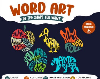Custom Word Art SVG PNG | Personalized Shape Any Words | Made to Order Gift
