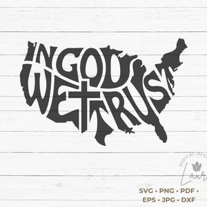 In God We Trust America Map Shape SVG Cut File
