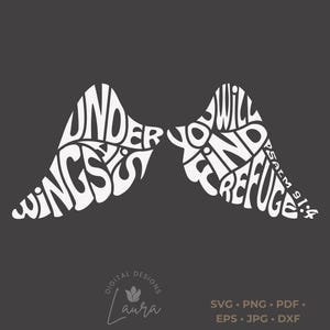 Unter seinen Flügeln SVG | Psalm 91: 4 Bibelvers | Christliche Engel-Schnittdatei