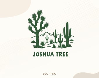 Joshua Tree National Park SVG | Desert Cactus Illustration | California PNG | Sublimation Design