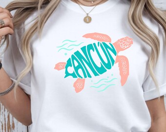 Cancun SVG | Sea Turtle Word Art | Mexico Beach PNG | Travel Cut File