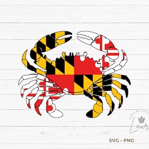 Maryland Flag Crab Word Art Sublimation
