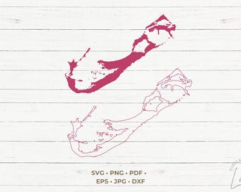 Bermuda SVG cut file, Outline map, Stencil map