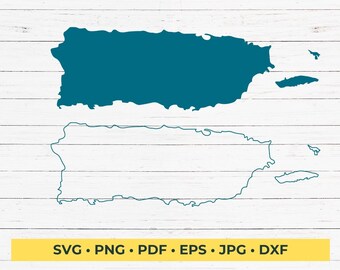 Puerto Rico SVG PNG | Country Map Silhouette | Stencil Cut File