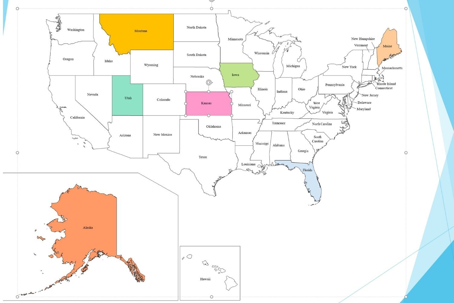 Plantilla de PowerPoint editable de mapa plano de Estados Unidos - Etsy  México, image size:1500x1000