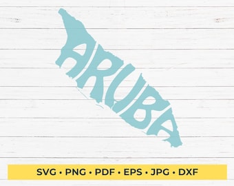 Aruba Word Art in Island Shape SVG Cut File