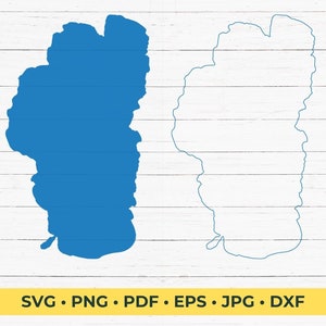 Lake Tahoe Silhouette and Outline Map SVG Cut File