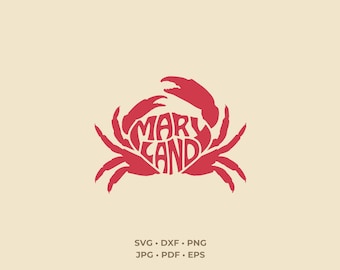 Maryland Krabbe SVG PNG | Word Art Cut Datei | Grinsekatze Geschenk