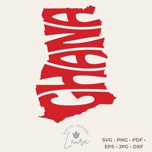 Ghana typographie Word Art SVG coupe fichier