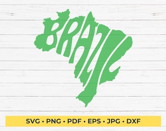 Brazil SVG Cut File | Country Map Word Art | Travel Shirt Design | Digital Download
