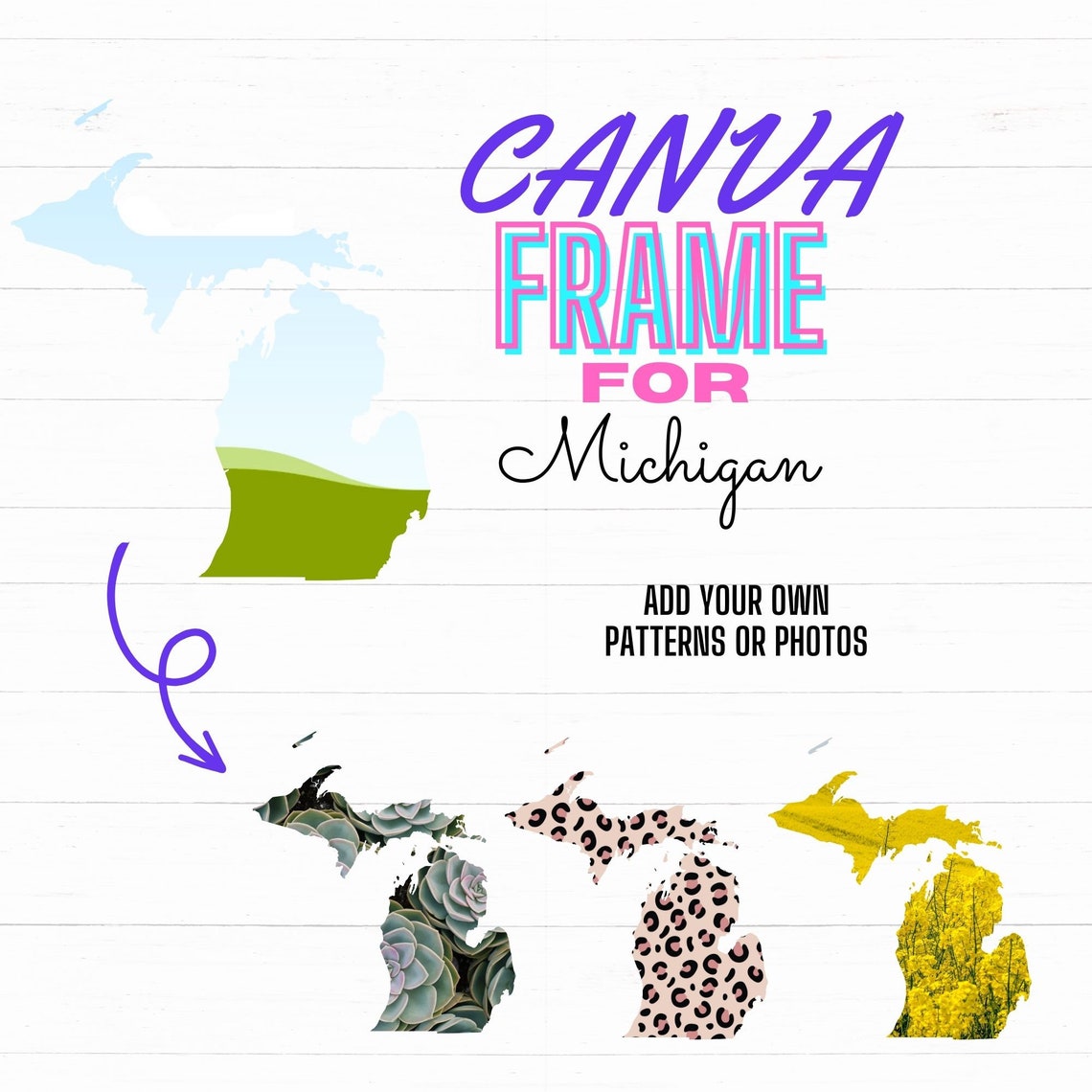 Michigan Pdf Frame Michigan Canva Frame Digital Template - Etsy