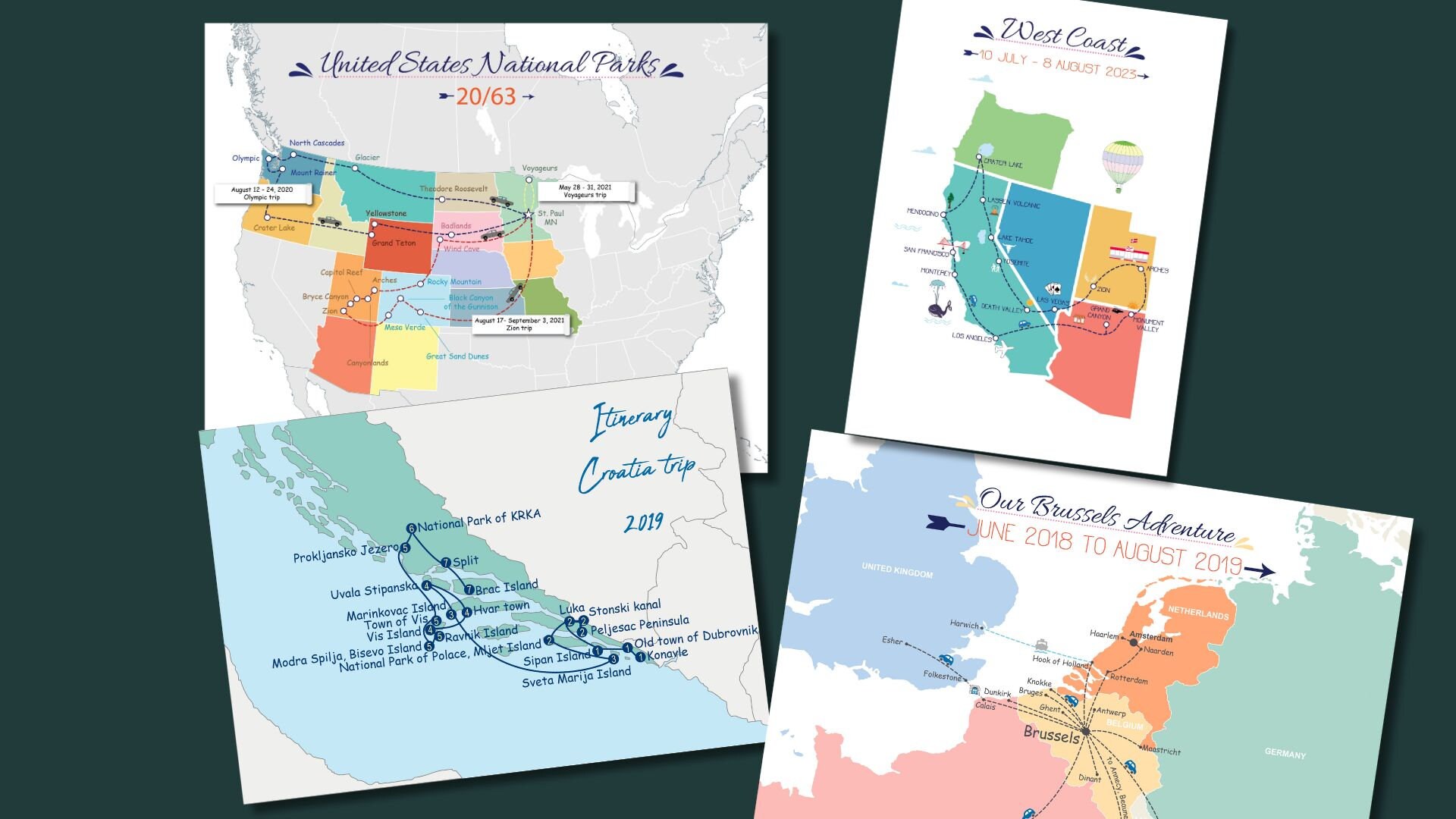 Editable Destination Map I Will Make a Custom Digital Travel Map, Journey Maps, Road Trip Map ...