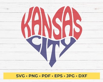 Kansas City Typography heart Shape SVG Cut File