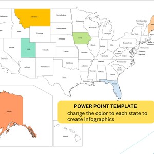 Editable USA Map PowerPoint Template | Customizable United States Colors