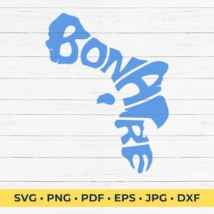 Bonaire Word Art in Country Shape SVG Cut File