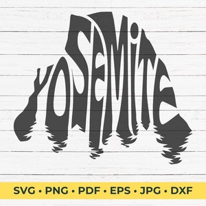 Yosemite word Art in Half Dome mountain shape SVG Cut File
