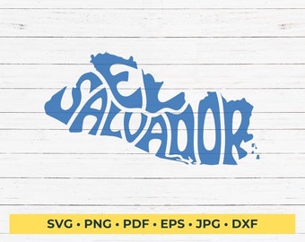 El Salvador Typography Word Art SVG Cut File