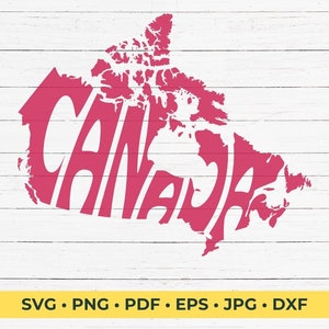 Canada Word Art in Country Shape SVG Cut File
