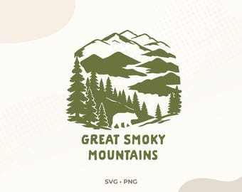 Great Smoky Mountains SVG | Mountain Forest Illustration | Tennessee PNG | Sublimation Design