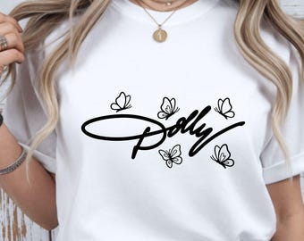 Dolly SVG | Script Name Butterfly Design | Country Music PNG | Fan Cut File