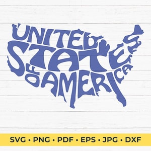 United States of America Typography Word Art SVG Cut File