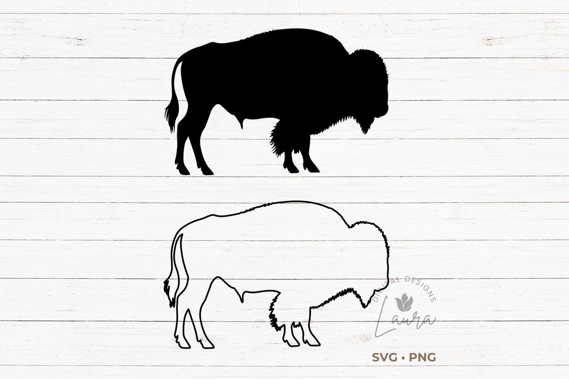 Bison Outline and Silhouette SVG Cut File (digital Download) - Etsy