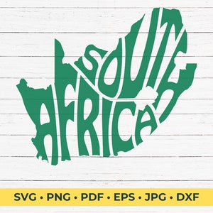 South Africa Word Art in the Shape of the Country SVG Cut File