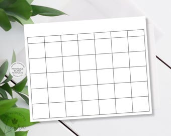 Página de calendario imprimible en blanco / Descarga instantánea (8×10, 8,5×11, A4)