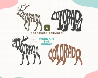 Colorado Animals Word Art SVG Bundle | Bear, Elk, Buffalo, Moose  Designs