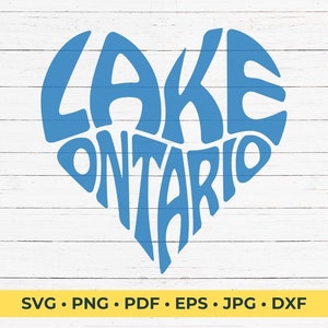 Lake Ontario Typography heart Shape SVG Cut File