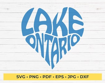 Fichier de découpe SVG en forme de cœur typographique du lac Ontario