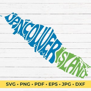 Vancouvereiland kaart WordArt gesneden SVG-bestand