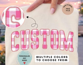 Custom Faux Embroidery PNG | Plaid Stitch Word Art | Made To Order | Personalized Name