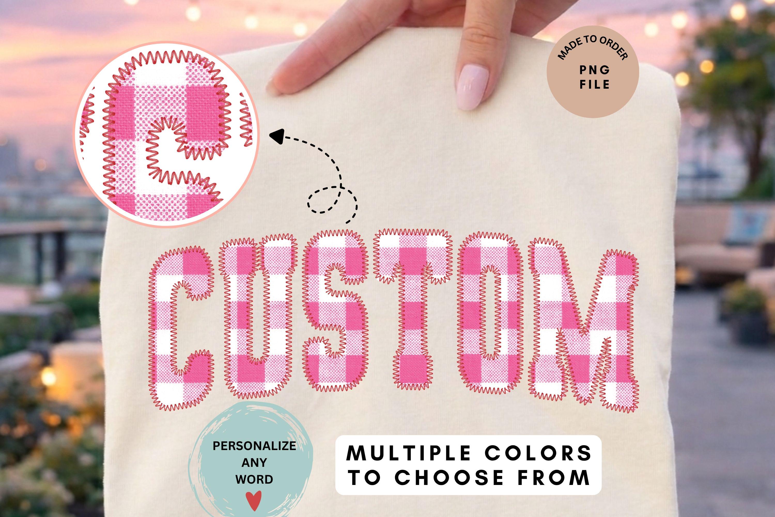 Custom Faux Embroidery PNG | Plaid Stitch Word Art | Made To Order | Personalized Name