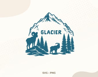 Glacier National Park SVG | Mountain Goat Illustration | Montana PNG | Sublimation Design