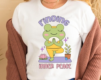 Frog Doing Yoga Tree Pose – Finding Inner Peace PNG | Funny Zen Meditating Digital Download