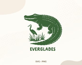 Everglades National Park SVG | Alligator Heron Illustration | Florida PNG | Sublimation Design