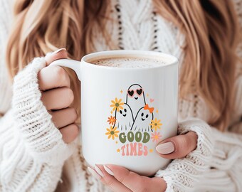Floral Ghost PNG, Retro Halloween SVG Cut File