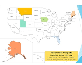 Editable United States of America Map Powerpoint Template - Etsy