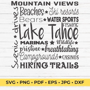 Lake Tahoe Square Typography SVG Cut File