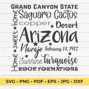 Arizona SVG Cut File Square Typography