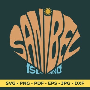 Sanibel Island Word Art i snäckskalform SVG-klippfil