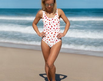 Maillot de bain une pièce, maillot de bain imprimé de petits coeurs, maillot de bain pour la plage, vêtements de plage