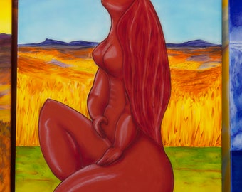 Acrylic painting on canvas -Woman-Red-