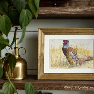 Watercolor painting with passepartout Pheasant image 3