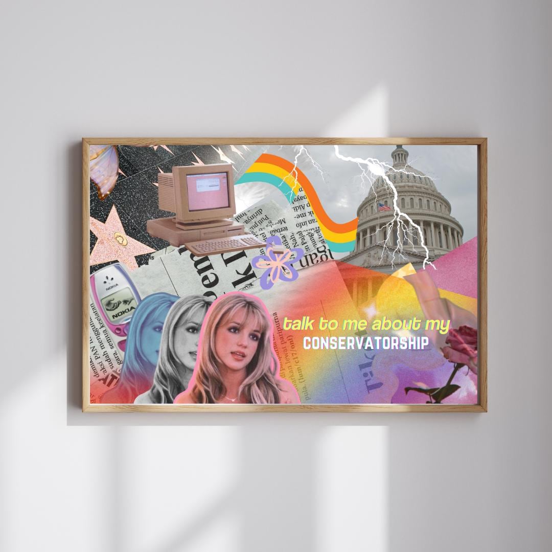 Vintage Retro Collage Art Poster — Leave Britney Alone - Etsy