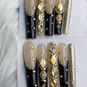Handmade Diamond Press On Nails: Prom, Event Nail Art