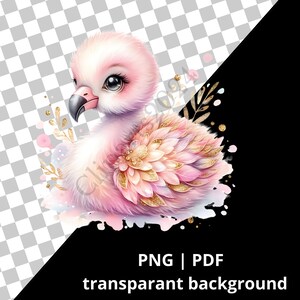 Mignon bébé flamant clipart, aquarelle flamant rose, clipart, bébé flamant rose, clip art, JPG, mignon, impression, Sublimation Design, flamants roses doux